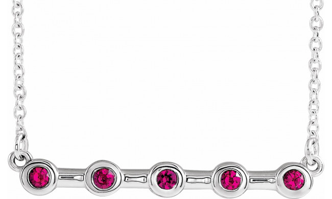 14K White Ruby Bezel-Set Bar 16 Necklace - 868406040P