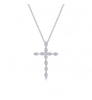 Gabriel & Co. 14k White Gold Faith Diamond Religious Cross Necklace - NK2211W45JJ