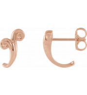 14K Rose Freeform J-Hoop Earrings - 86699602P
