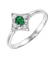 Gems One 14Kt White Gold Diamond (1/20Ctw) & Emerald (1/8 Ctw) Ring - FR4031-4WCE