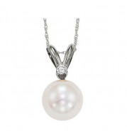 Gems One 14Kt White Gold Diamond (1/50Ctw) & Pearl (1/2 Ctw) Pendant - PPD8.5AAA-4W