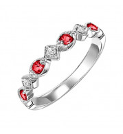 Gems One 14Kt White Gold Diamond (1/20Ctw) & Ruby (1/6 Ctw) Ring - FR1075-4WD