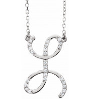 14K White 1/10 CTW Diamond Initial L 16 Necklace - 67399122P