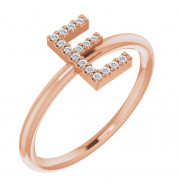 14K Rose .07 CTW Diamond Initial E Ring - 1238346022P
