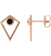 14K Rose Onyx Cabochon Pyramid Earrings - 86862606P
