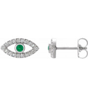 14K White Emerald & White Sapphire Earrings - 86884631P