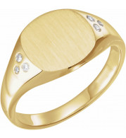 14K Yellow .05 CTW Diamond 10.87x10.26 mm Oval Signet Ring - 123030606P
