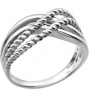 14K White Crossover Rope Design Ring - 861521000P