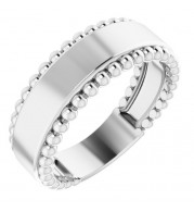 14K White Engravable Beaded Ring - 51684101P