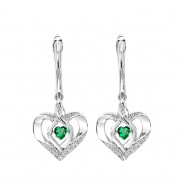 Gems One Silver Diamond (1/50 Ctw) & Created-Emerald (1/4 Ctw) Earring - ROL2165E