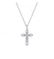 Gabriel & Co. 14k White Gold Faith Diamond Religious Cross Necklace - NK2216W45JJ