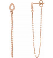 14K Rose Leaf Chain Earrings - 65239160002P
