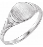 14K White 6 mm Round Youth Signet Ring - 19311101P