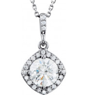 14K White 1 CTW Diamond Halo-Style 18 Necklace - 8530660003P