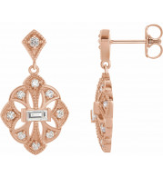 14K Rose 3/8 CTW Diamond Vintage-Inspired Earrings - 87055602P