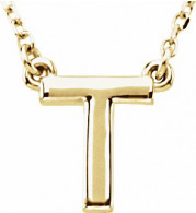 14K Yellow Block Initial T 16 Necklace - 84634164P