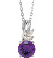 14K White Amethyst & 1/10 CTW Diamond 16-18 Necklace - 86710620P