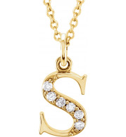 14K Yellow .03 CTW Diamond Lowercase Initial s 16 Necklace - 8580360055P