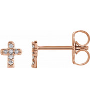 14K Rose .06 CTW Diamond Youth Cross Earrings - 65358160002P