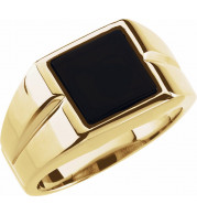 14K Yellow 10 mm Square Onyx Ring - 60689209268P