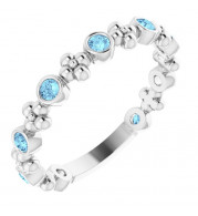 14K White Aquamarine Beaded Ring - 71923615P