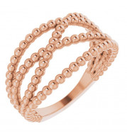 14K Rose Beaded Criss-Cross Ring - 51674602P