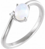 14K White Ethiopian Opal & .015 CT Diamond Bypass Ring - 72085600P