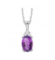 Gems One 10Kt White Gold Diamond (1/50Ctw) & Amethyst (1/2 Ctw) Pendant - FP4020-1WDM
