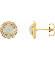 14K Yellow 5 mm Opal & 1/6 CTW Diamond Halo-Style Earrings - 86481601P