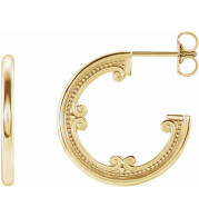 14K Yellow 20 mm Vintage-Inspired Hoop Earrings - 86731601P