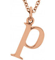 14K Rose Lowercase Initial p 16 Necklace - 8578070047P