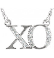 14K White .07 CTW Diamond XO  16 1/2 Necklace - 8584060001P
