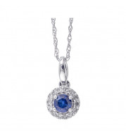 Gems One 10Kt White Gold Diamond (1/12Ctw) & Sapphire (1/5 Ctw) Pendant - PD35151-1WDS