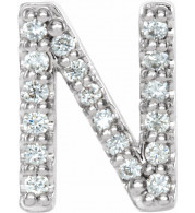 14K White .06 CTW Diamond Single Initial N Earring - 867976065P