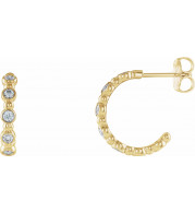 14K Yellow 3/8 CTW Diamond Beaded Hoop Earrings - 86685605P
