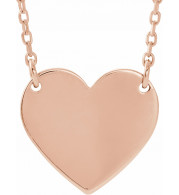14K Rose Engravable 12x11 mm  Heart 16-18 Necklace - 867741002P