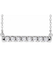 14K White 1/2 CTW Diamond French-Set Bar 16 Necklace - 86969720P