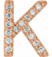 14K Rose .05 CTW Diamond Single Initial K Earring - 867976052P