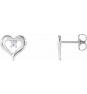 14K White 1/10 CTW Diamond Heart Stud Earrings - 86702600P