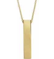 14K Yellow Engravable Sculptural Bar 16-18 Necklace - 869806002P