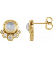 14K Yellow Moonstone & 1/8 CTW Diamond Earrings - 86780616P