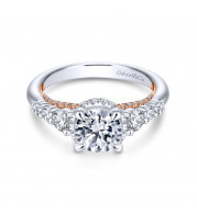 Gabriel & Co. 14k Two Tone Gold Crown Straight Engagement Ring - ER13828R4T44JJ