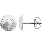 14K White Hammered Disk Earrings - 860811000P