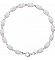 14K White Lab-Grown Opal Line 7 Bracelet - 651635100P