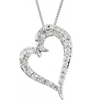 14K White 1/4 CTW Diamond Heart 18 Necklace - 67018101P