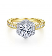 Gabriel & Co. 14k Two Tone Gold Art Deco Halo Engagement Ring - ER14499R4M44JJ