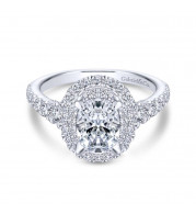 Gabriel & Co. 14k White Gold Rosette Double Halo Engagement Ring - ER13862O4W44JJ