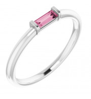 14K White Pink Tourmaline Stackable Ring - 122887619P