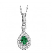 Gems One 14Kt White Gold Diamond (1/10Ctw) & Emerald (1/5 Ctw) Pendant - FP4015-4WCE
