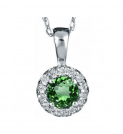 Gems One 14Kt White Gold Diamond (1/12Ctw) & Emerald (1/4 Ctw) Pendant - NP711-4WCE